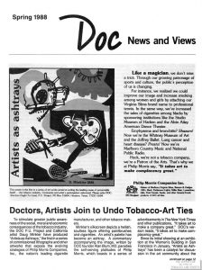 1988 - Doc Newsletter - Doctors, Artists Join to Undo Tobacco-Art Ties