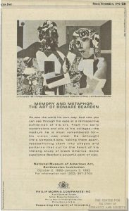 11-06-1992 - Washington Post - Philip Morris - Smithsonian Museum of American Art - The Art of Romare Bearden Exhibitio