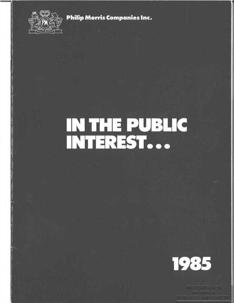 1985 - Philip Morris - Promotional Booklet In the Public Interest_Page_01