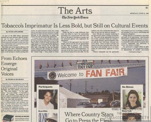 1999 - New York Times - News article on tobaco cultural sponsorships_Page_1