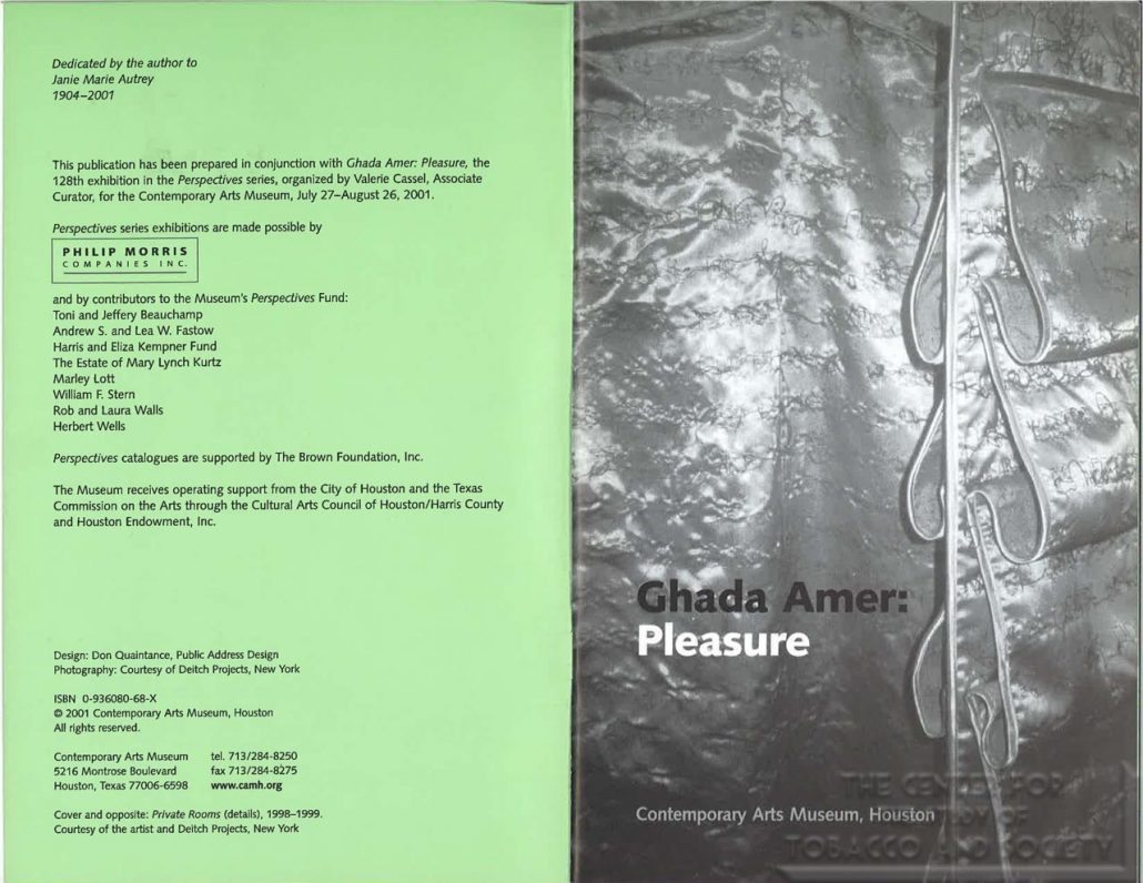 2001 - Altria - Contemporary Arts Museum Houston - Ghada Amer-Pleasure