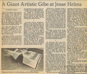 n.d. - New York Times - A Giant Artistic Gibe at Jesse Helms