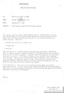 1982-09-07- George Lundberg to JAMA Editorial Staff - Sensitive Political Issues