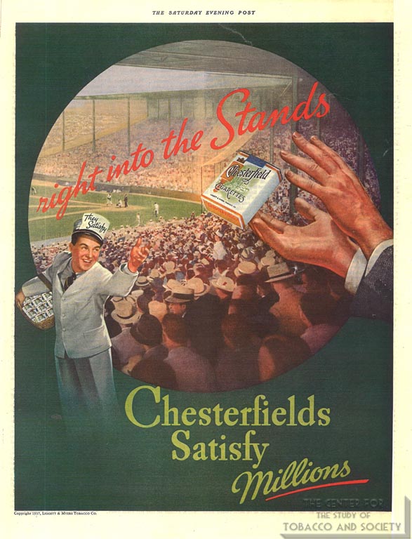 1937 - Advertisement - Chesterfield - Right Into the Stands