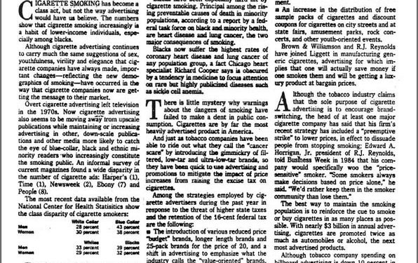 1986-05-18 - The Washington Post - Selling Cigarettes The Blue-Collar, Black Target